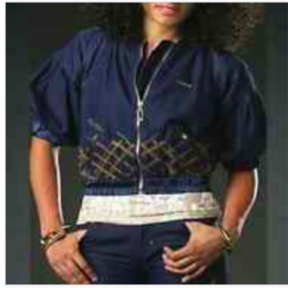 NEW Apple Bottoms Blue Denim look Denim  crop Lightweight  sleeve Jacket M - Picture 1 of 9